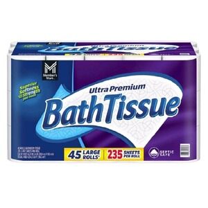 Members Mark Ultra Premium Bath Tissue 45 Large Roll 235 Sheets/Roll Septic Safe